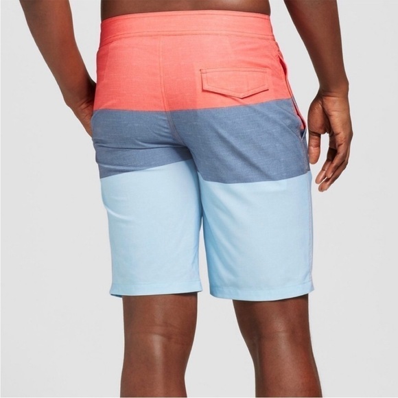 Goodfellow‎ & Co Men's 10" Colorblock Board Shorts Orange and Blue - Picture 2 of 9